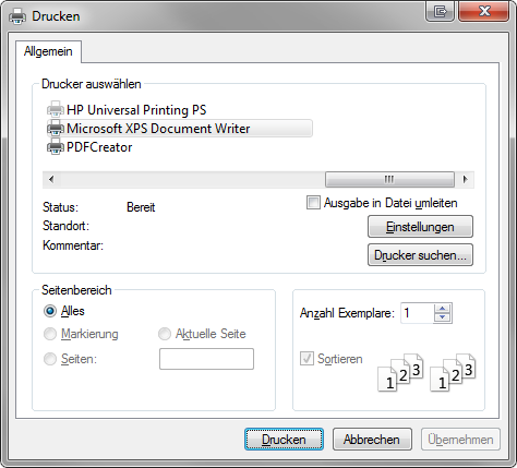Drucken-Dialog XP Style Drucken-Dialog XP Style