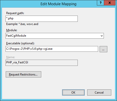 Screenshot: IIS Manager Module Mappings