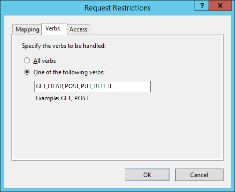 Screenshot:IIS Manager - Request Restrictions