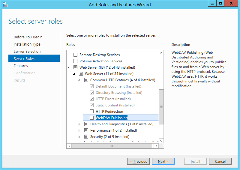 Screenshot: ServerManager IIS8